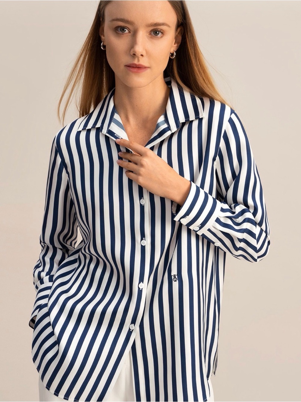 Amalfi Stripe Silk Shirt - Picture 3 of 5